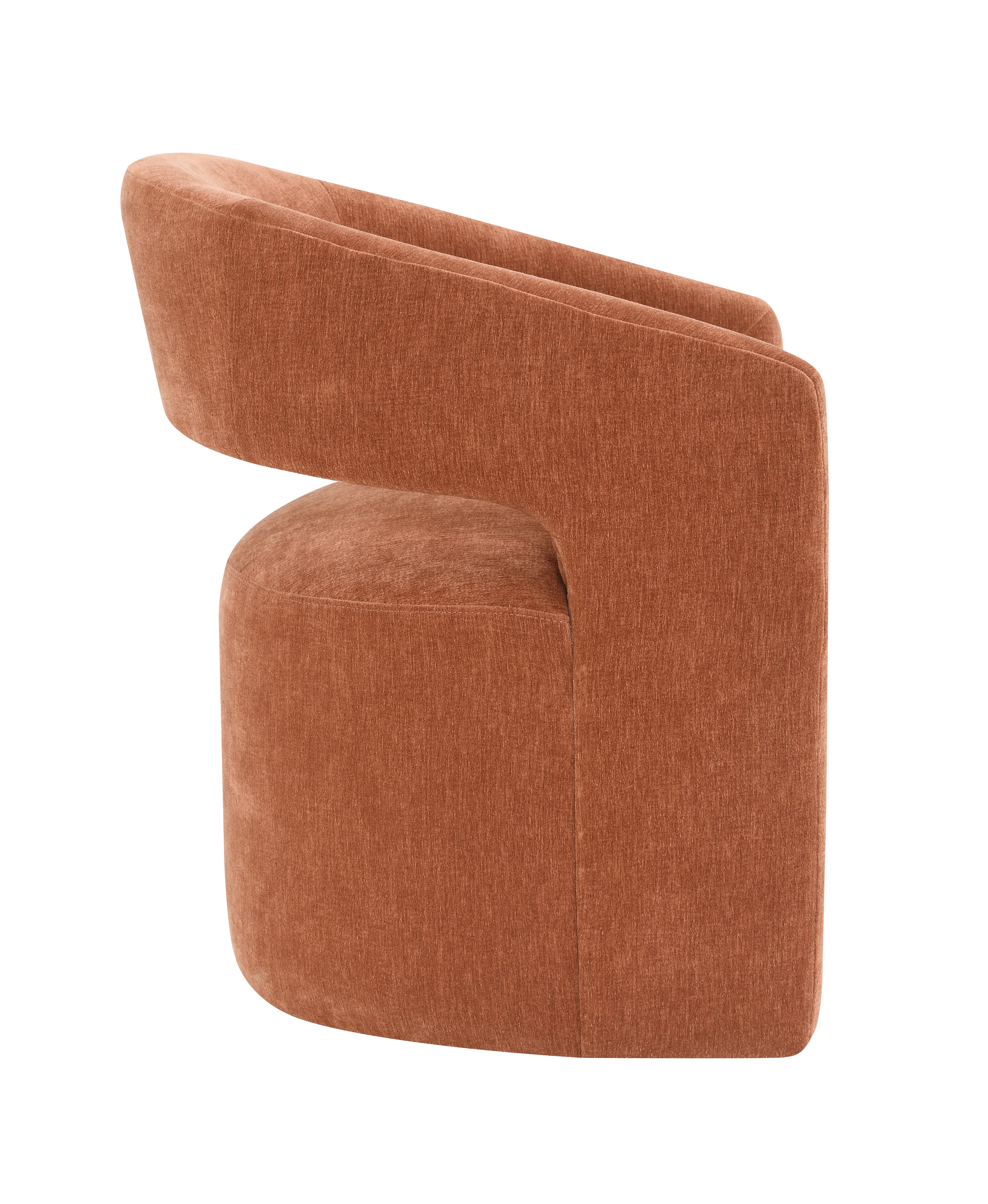 Contemporary Barrel-Back Arm Chair with Casters – Neutral Textured Fabric