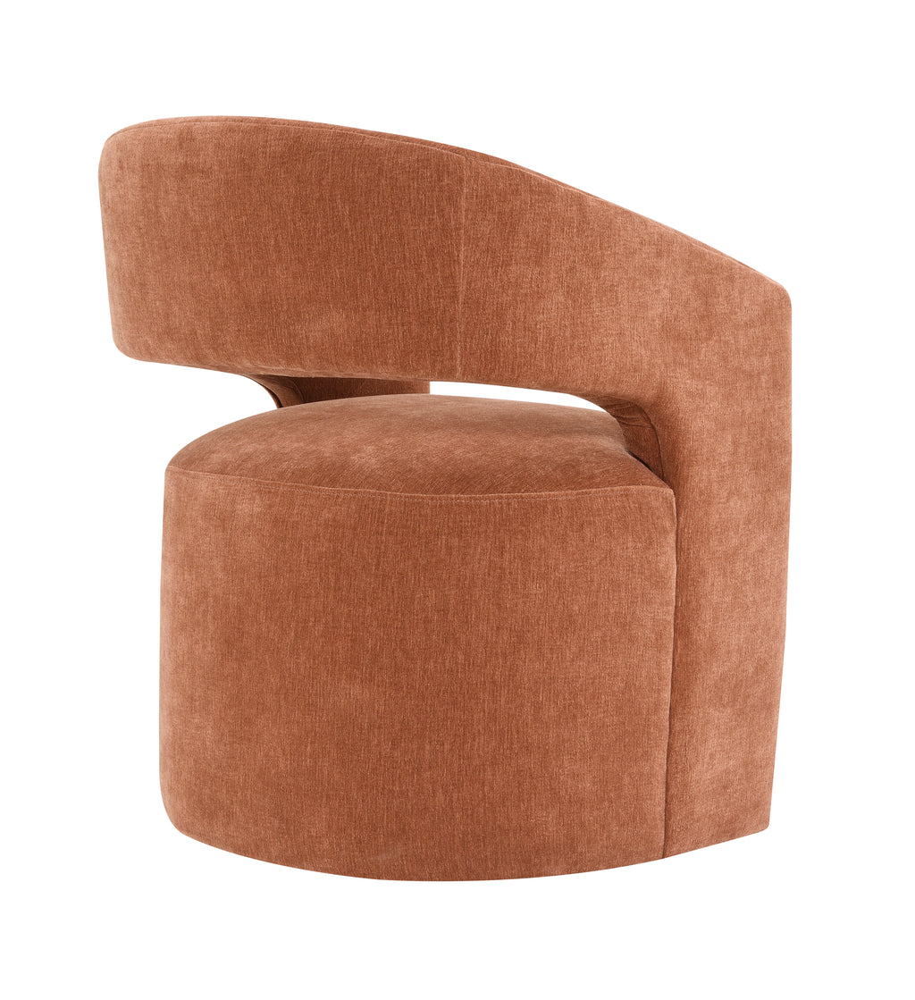 Contemporary Barrel-Back Arm Chair with Casters – Neutral Textured Fabric