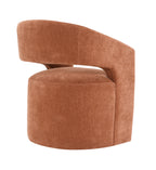 Contemporary Barrel-Back Arm Chair with Casters – Neutral Textured Fabric