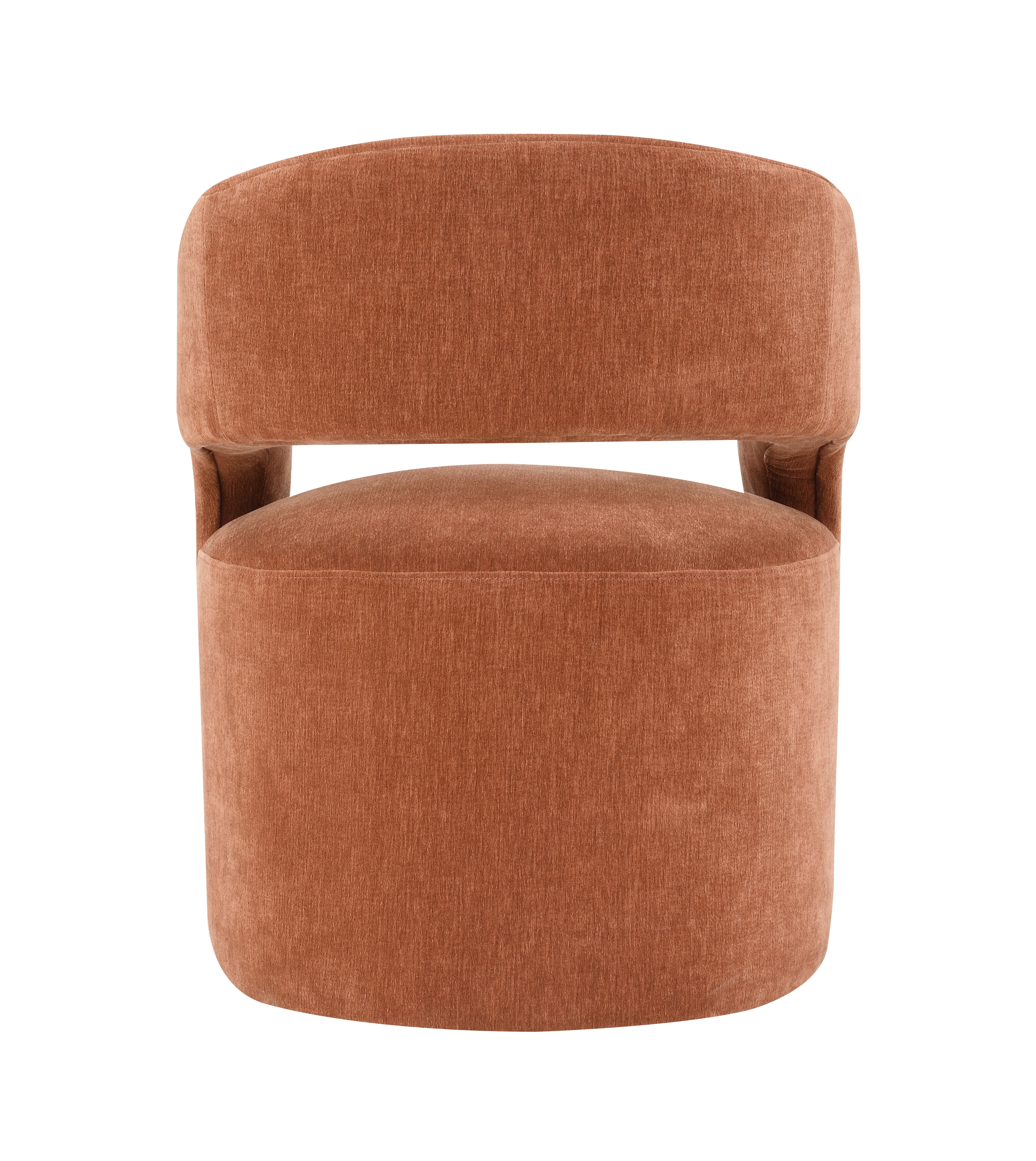 Contemporary Barrel-Back Arm Chair with Casters – Neutral Textured Fabric