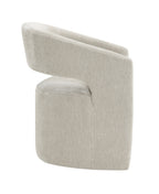 Contemporary Barrel-Back Arm Chair with Casters – Neutral Textured Fabric