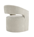 Contemporary Barrel-Back Arm Chair with Casters – Neutral Textured Fabric