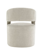 Contemporary Barrel-Back Arm Chair with Casters – Neutral Textured Fabric