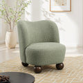 Contemporary Boucle Accent Chair – Sculptural Wood Ball Feet, Wide Seat