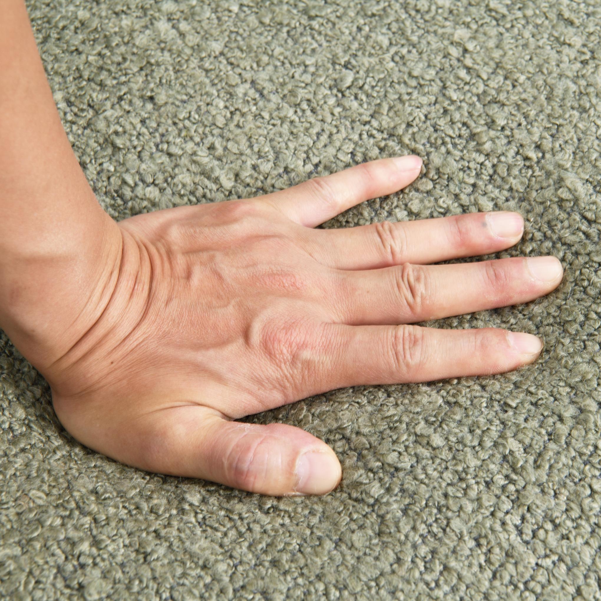 Contemporary Boucle Accent Chair – Sculptural Wood Ball Feet, Wide Seat