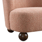 Contemporary Boucle Accent Chair – Sculptural Wood Ball Feet, Wide Seat