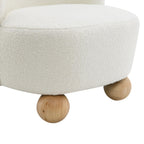 Contemporary Boucle Accent Chair – Sculptural Wood Ball Feet, Wide Seat
