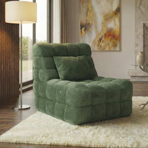 Contemporary Fabric Massage Chair with 2D Rollers, Lumbar Pillow & Biscuit Tufting