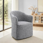 Contemporary Barrel Dining Chair with Casters – OEKO-TEX® Certified Upholstered Arm Chair