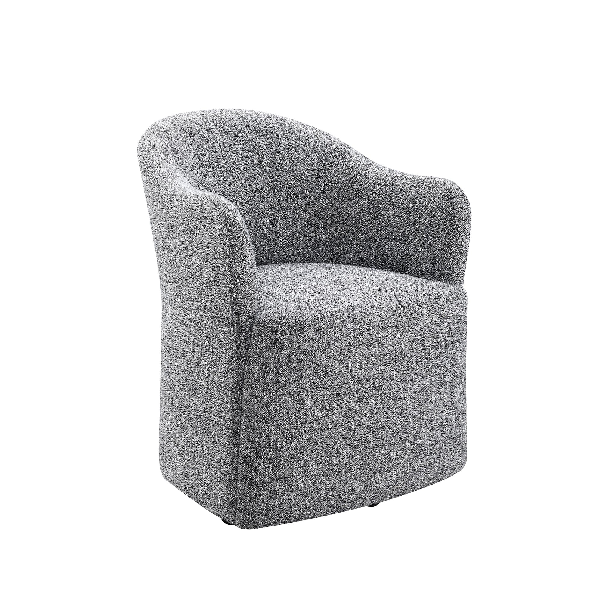 Contemporary Barrel Dining Chair with Casters – OEKO-TEX® Certified Upholstered Arm Chair