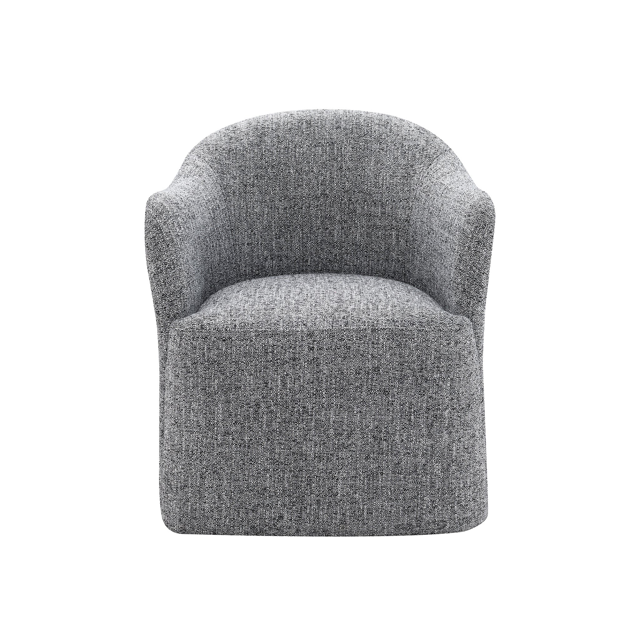 Contemporary Barrel Dining Chair with Casters – OEKO-TEX® Certified Upholstered Arm Chair