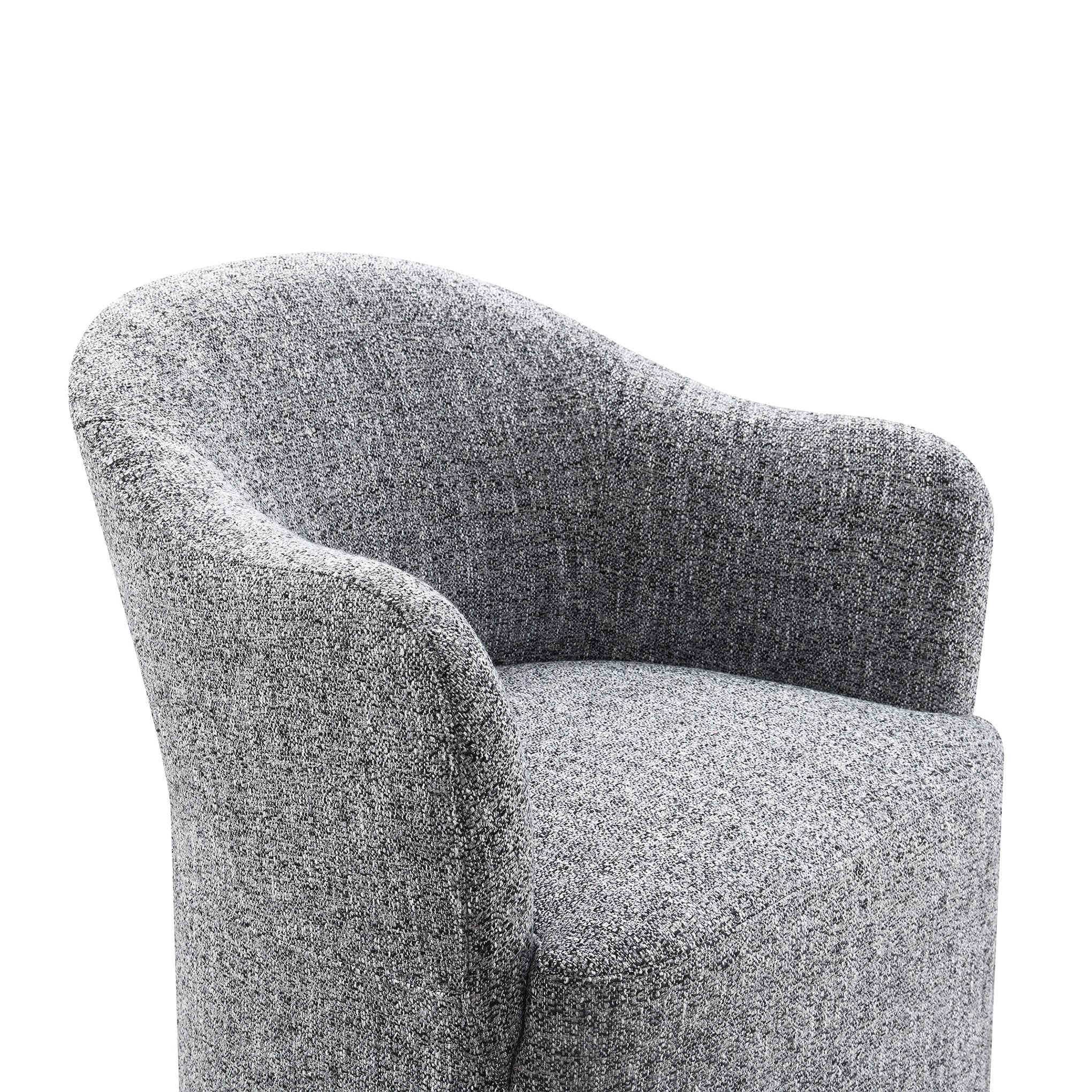 Contemporary Barrel Dining Chair with Casters – OEKO-TEX® Certified Upholstered Arm Chair