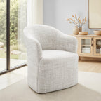 Contemporary Barrel Dining Chair with Casters – OEKO-TEX® Certified Upholstered Arm Chair