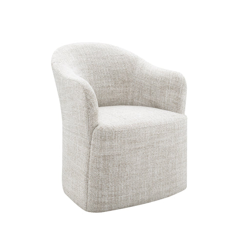 Contemporary Barrel Dining Chair with Casters – OEKO-TEX® Certified Upholstered Arm Chair