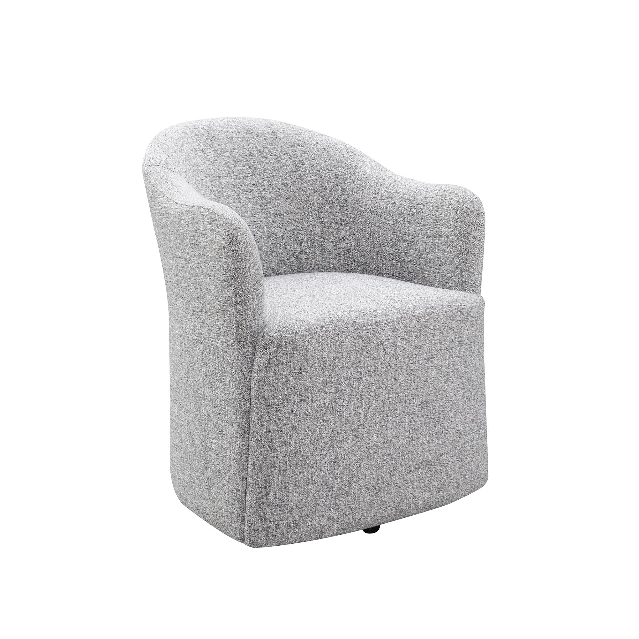 Contemporary Barrel Dining Chair with Casters – OEKO-TEX® Certified Upholstered Arm Chair
