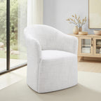 Contemporary Barrel Dining Chair with Casters – OEKO-TEX® Certified Upholstered Arm Chair