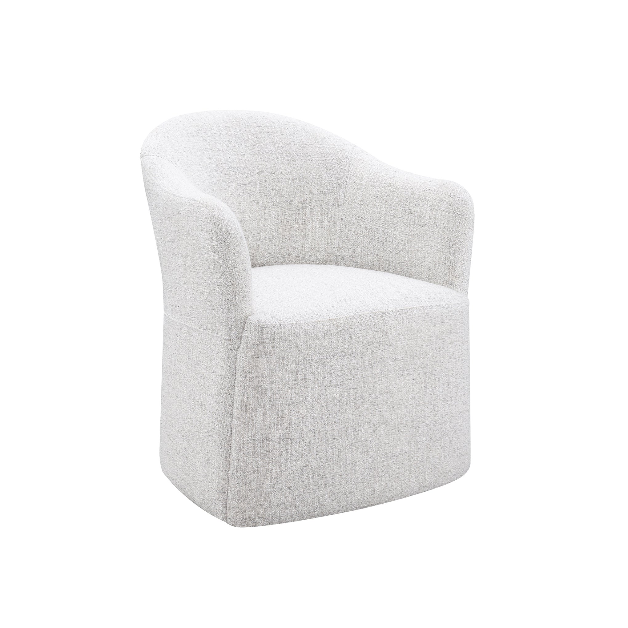 Contemporary Barrel Dining Chair with Casters – OEKO-TEX® Certified Upholstered Arm Chair