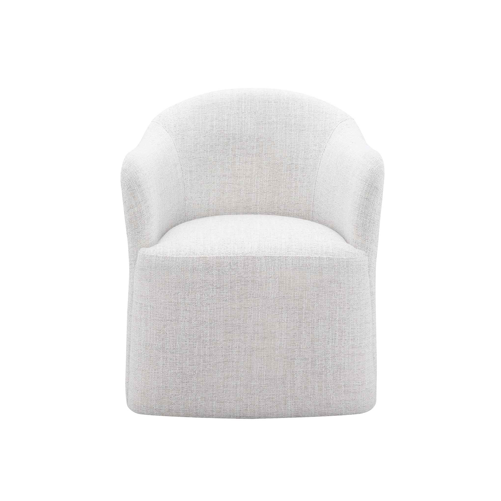 Contemporary Barrel Dining Chair with Casters – OEKO-TEX® Certified Upholstered Arm Chair