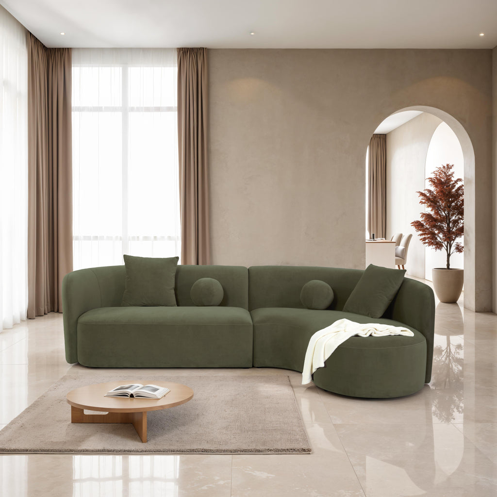 Nexoes Exclusive Contemporary Chenille Sectional Sofa with Accent Pillows and Sturdy Hardwood Frame