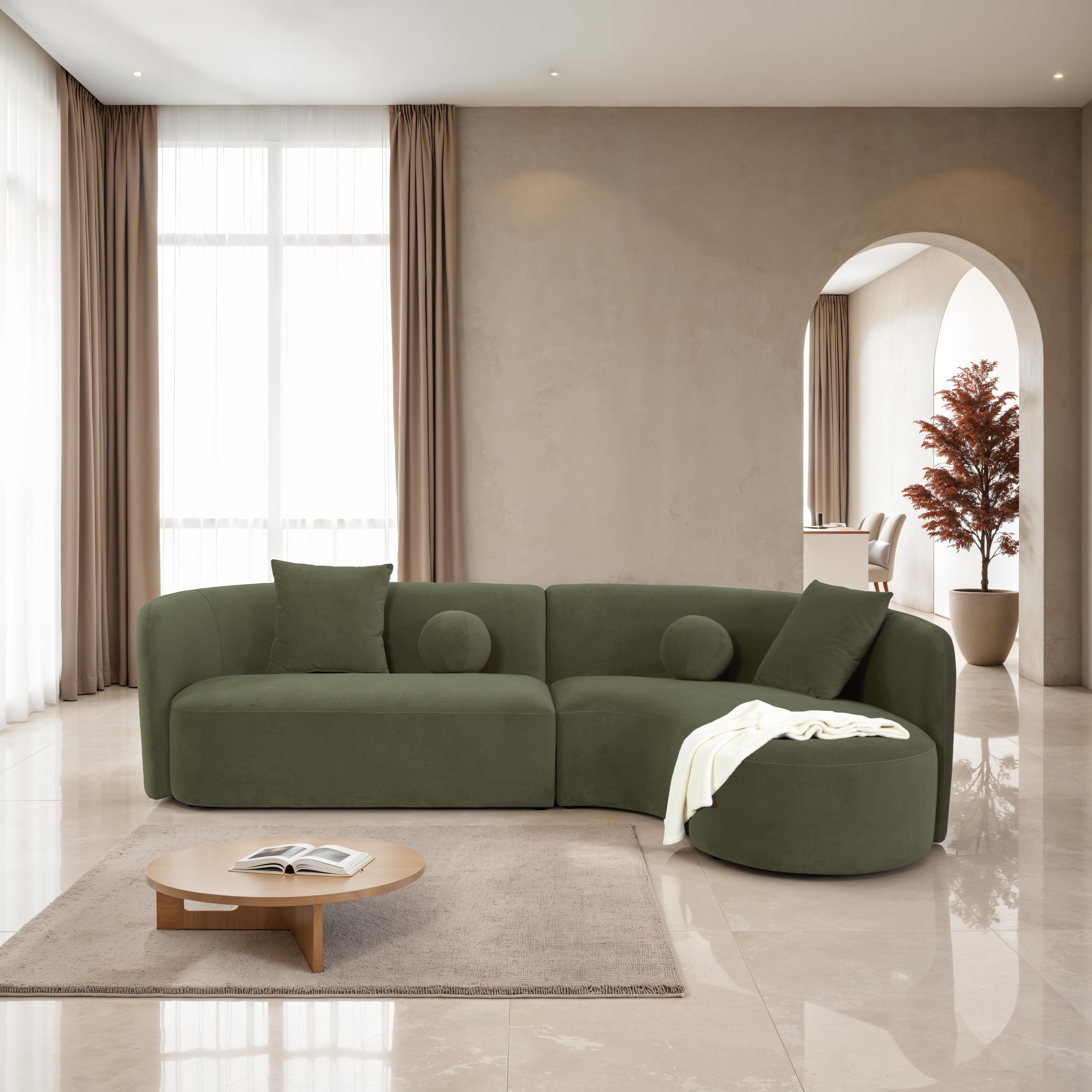 Nexoes Exclusive Contemporary Chenille Sectional Sofa with Accent Pillows and Sturdy Hardwood Frame