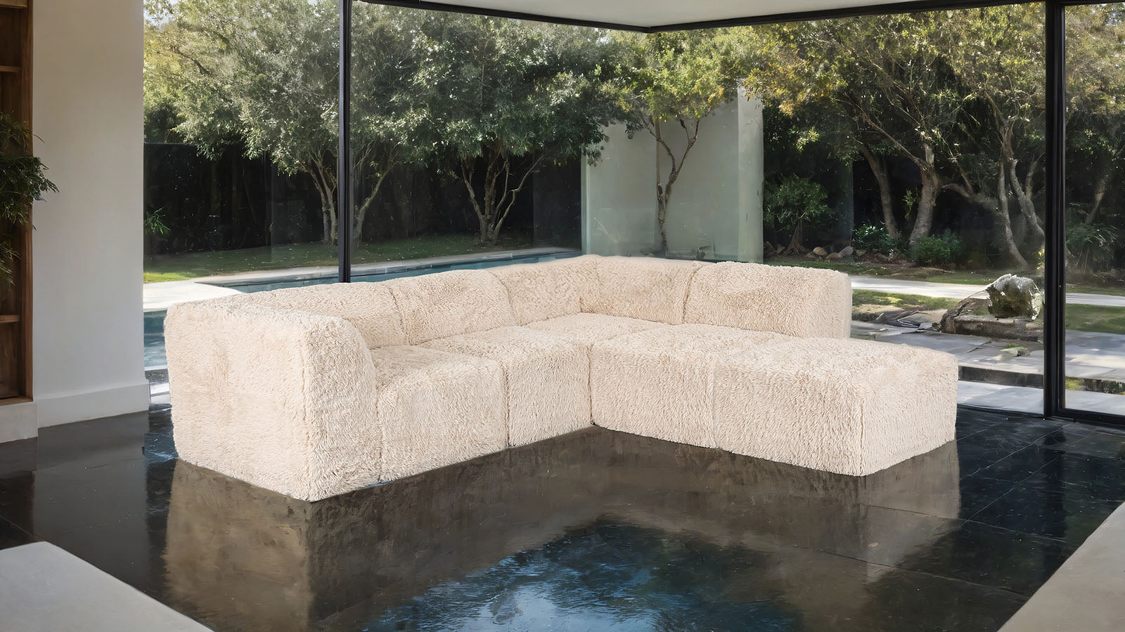 Contemporary Modular Sectional Sofa with One Arm and Chaise Extension – Deep Seating Design