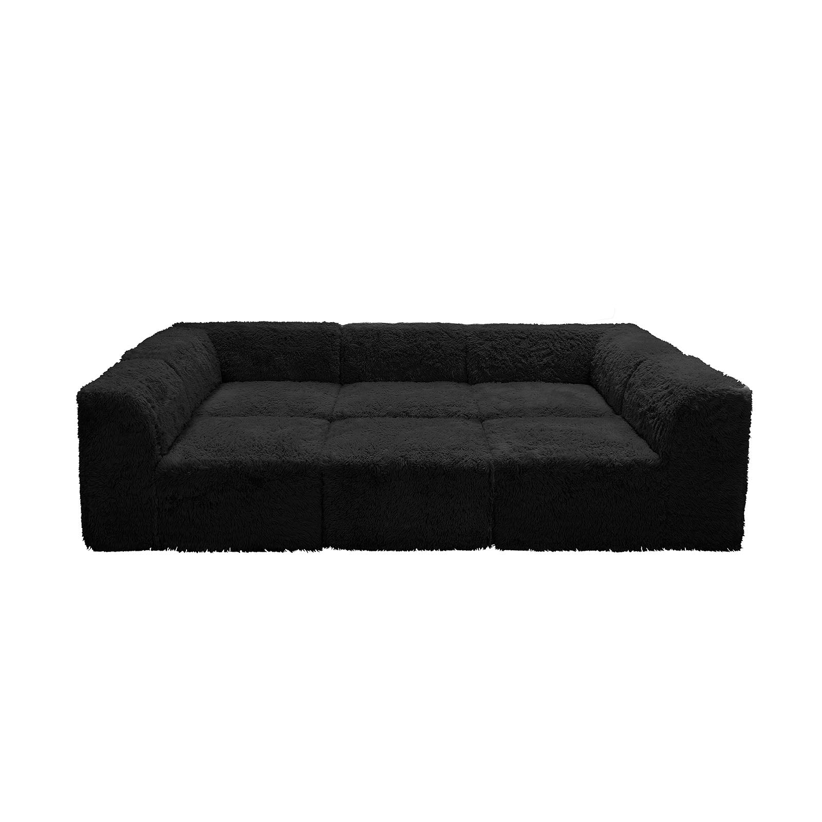 Contemporary Faux Fur Daybed with Deep Seating and Modular Design