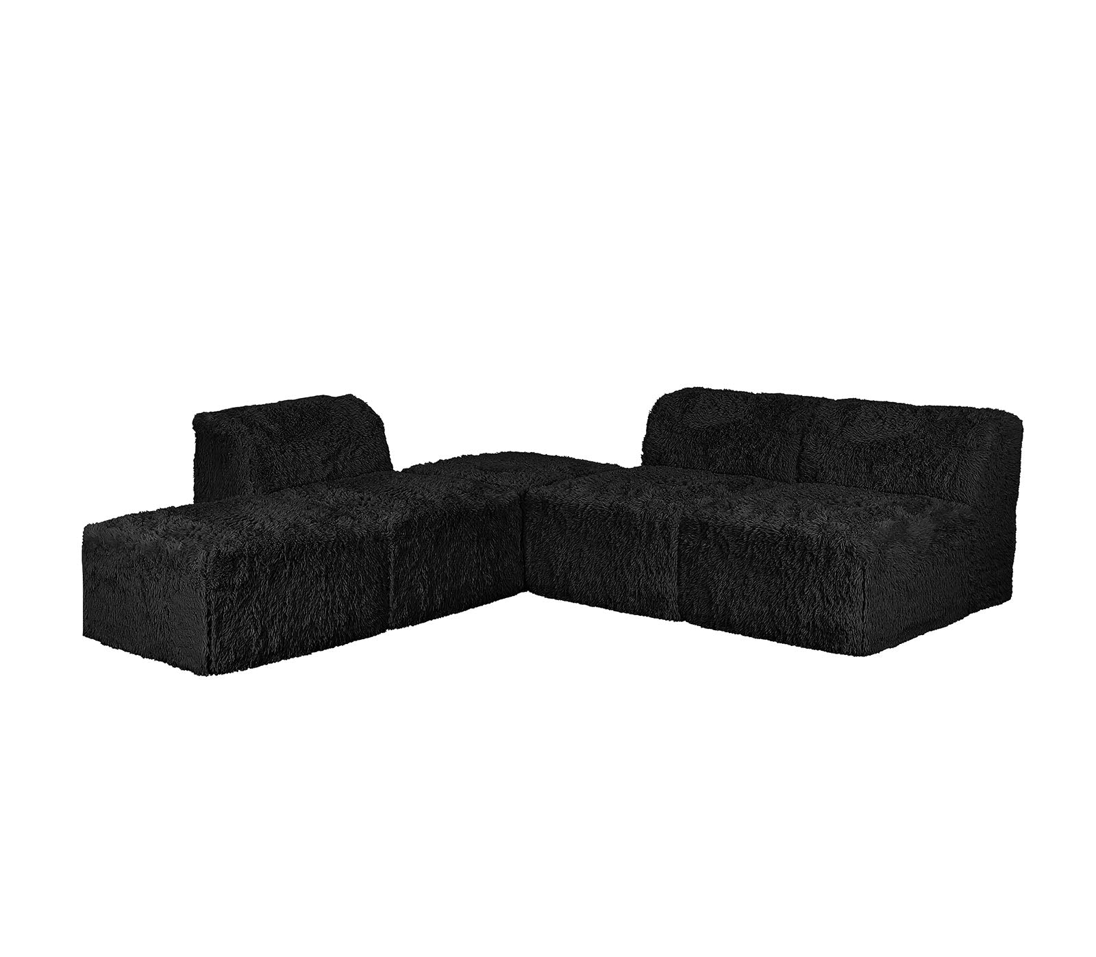 Contemporary Modular Sectional Sofa with Asymmetrical Single Backrest – Deep Seating Comfort