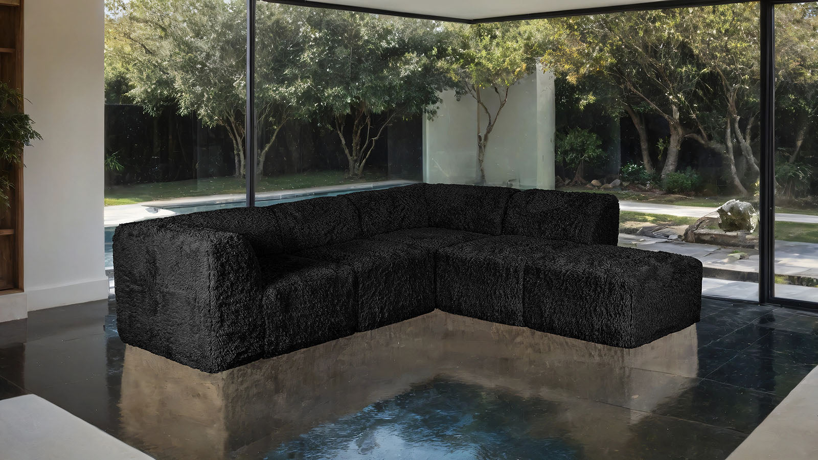 Contemporary Modular Sectional Sofa with One Arm and Chaise Extension – Deep Seating Design