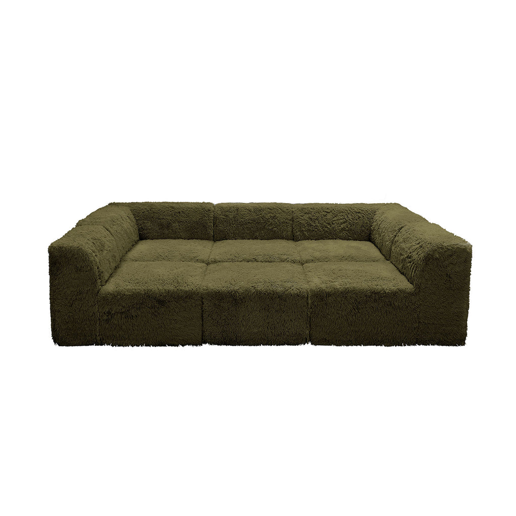 Contemporary Faux Fur Daybed with Deep Seating and Modular Design