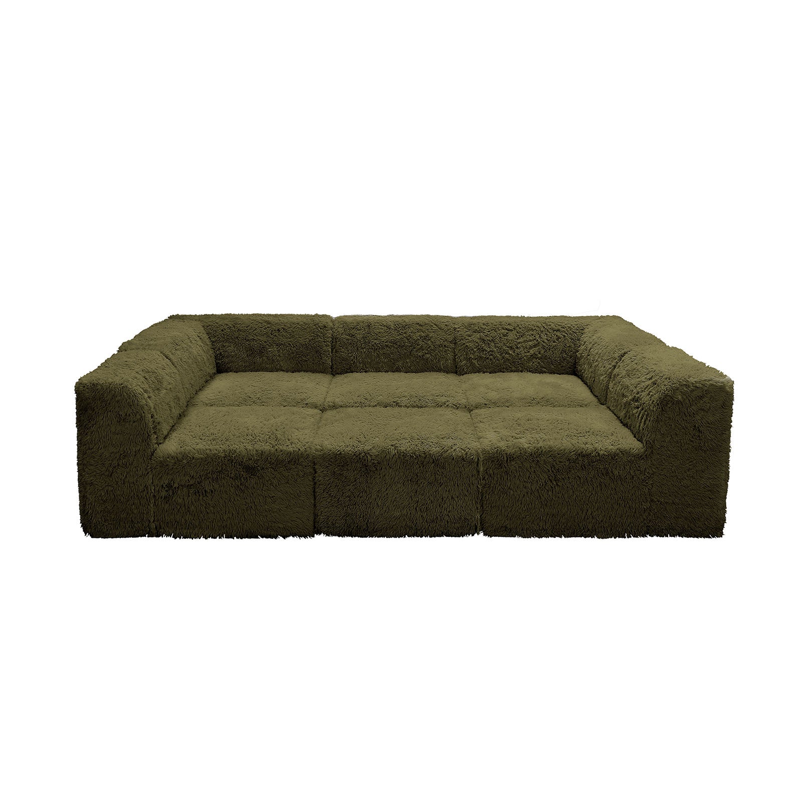Contemporary Faux Fur Daybed with Deep Seating and Modular Design