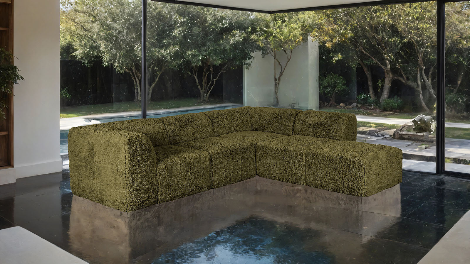 Contemporary Modular Sectional Sofa with One Arm and Chaise Extension – Deep Seating Design