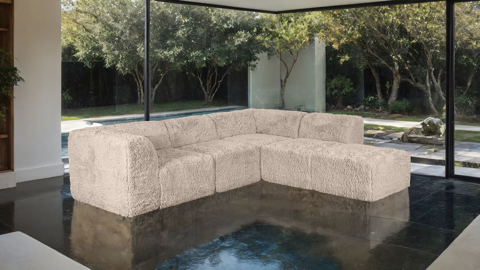 Contemporary Modular Sectional Sofa with One Arm and Chaise Extension – Deep Seating Design