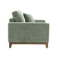 Mid-Century Modern Armchair with Walnut Wood Trim and Throw Pillow