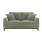 Mid-Century Modern Loveseat with Walnut Trim and Throw Pillows for Living Room