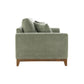 Mid-Century Modern Loveseat with Walnut Trim and Throw Pillows for Living Room
