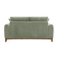 Mid-Century Modern Loveseat with Walnut Trim and Throw Pillows for Living Room