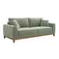 Mid-Century Modern Sofa with Walnut Trim and Throw Pillows for Living Room