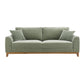 Mid-Century Modern Sofa with Walnut Trim and Throw Pillows for Living Room