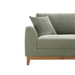 Mid-Century Modern Sofa with Walnut Trim and Throw Pillows for Living Room