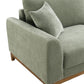 Mid-Century Modern Sofa with Walnut Trim and Throw Pillows for Living Room