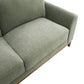 Mid-Century Modern Sofa with Walnut Trim and Throw Pillows for Living Room