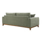 Mid-Century Modern Sofa with Walnut Trim and Throw Pillows for Living Room