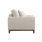 Mid-Century Modern Armchair with Walnut Wood Trim and Throw Pillow