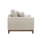 Mid-Century Modern Loveseat with Walnut Trim and Throw Pillows for Living Room