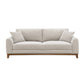 Mid-Century Modern Sofa with Walnut Trim and Throw Pillows for Living Room