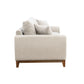 Mid-Century Modern Sofa with Walnut Trim and Throw Pillows for Living Room