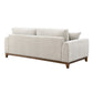 Mid-Century Modern Sofa with Walnut Trim and Throw Pillows for Living Room