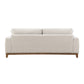 Mid-Century Modern Sofa with Walnut Trim and Throw Pillows for Living Room