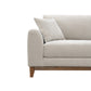 Mid-Century Modern Sofa with Walnut Trim and Throw Pillows for Living Room