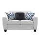 Transitional Chenille Loveseat with Soft Track Arms and Walnut Wood Trim